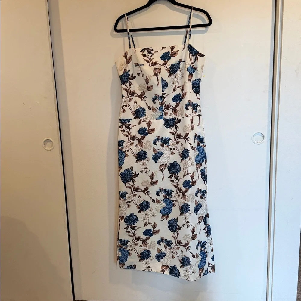 Tory Burch Cream and Blue Floral Backless Dress